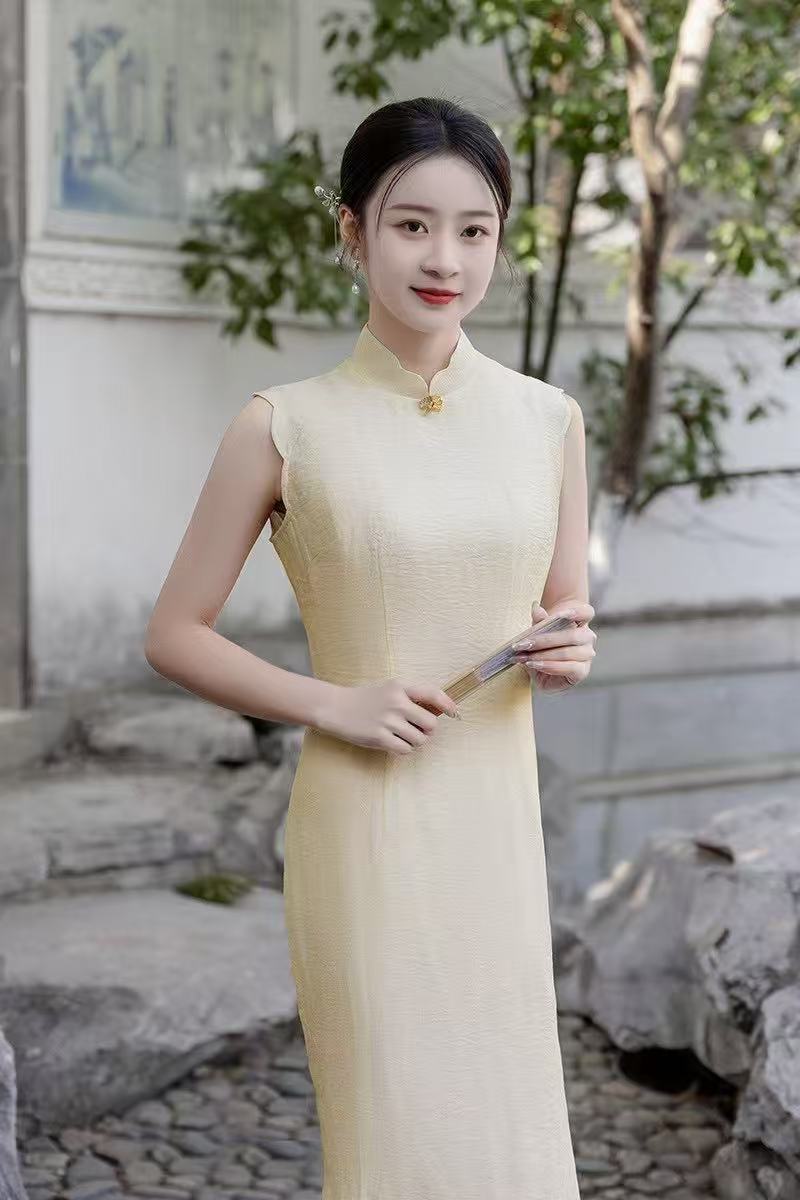 风华《烟萝黄》黄色提花旗袍显瘦气质时尚夏季日常中国风