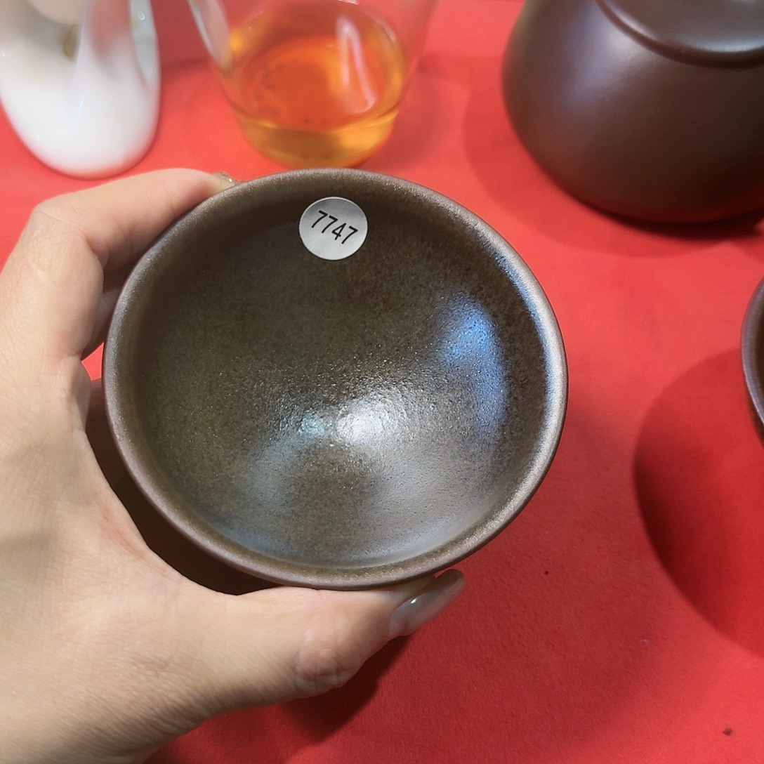 茶盏7747 秋罗龙窑柴烧传统原矿黑瓷建盏主人杯