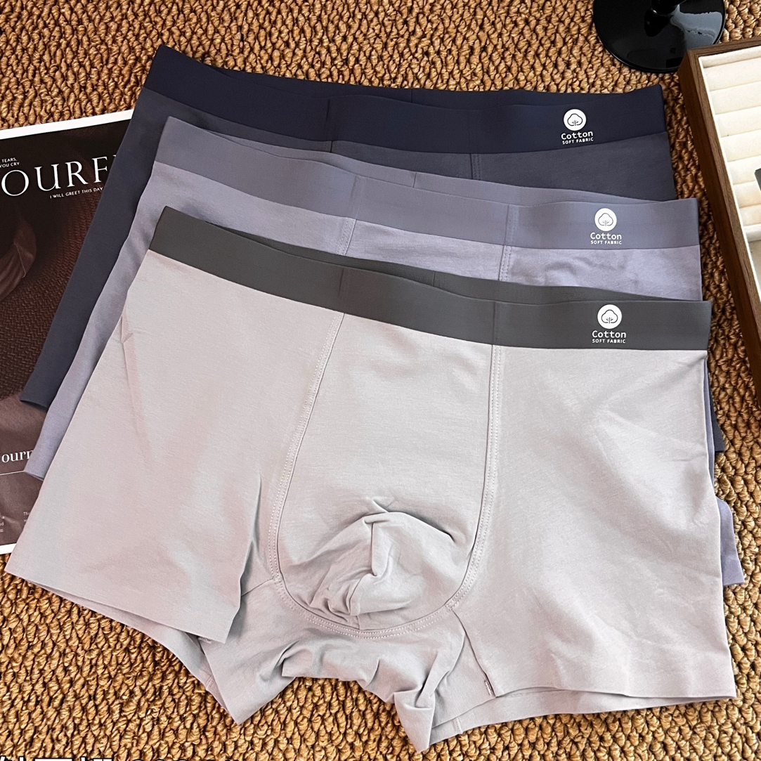 男士棉内裤无痕棉裆平角透气四角短裤头秋季运动舒适