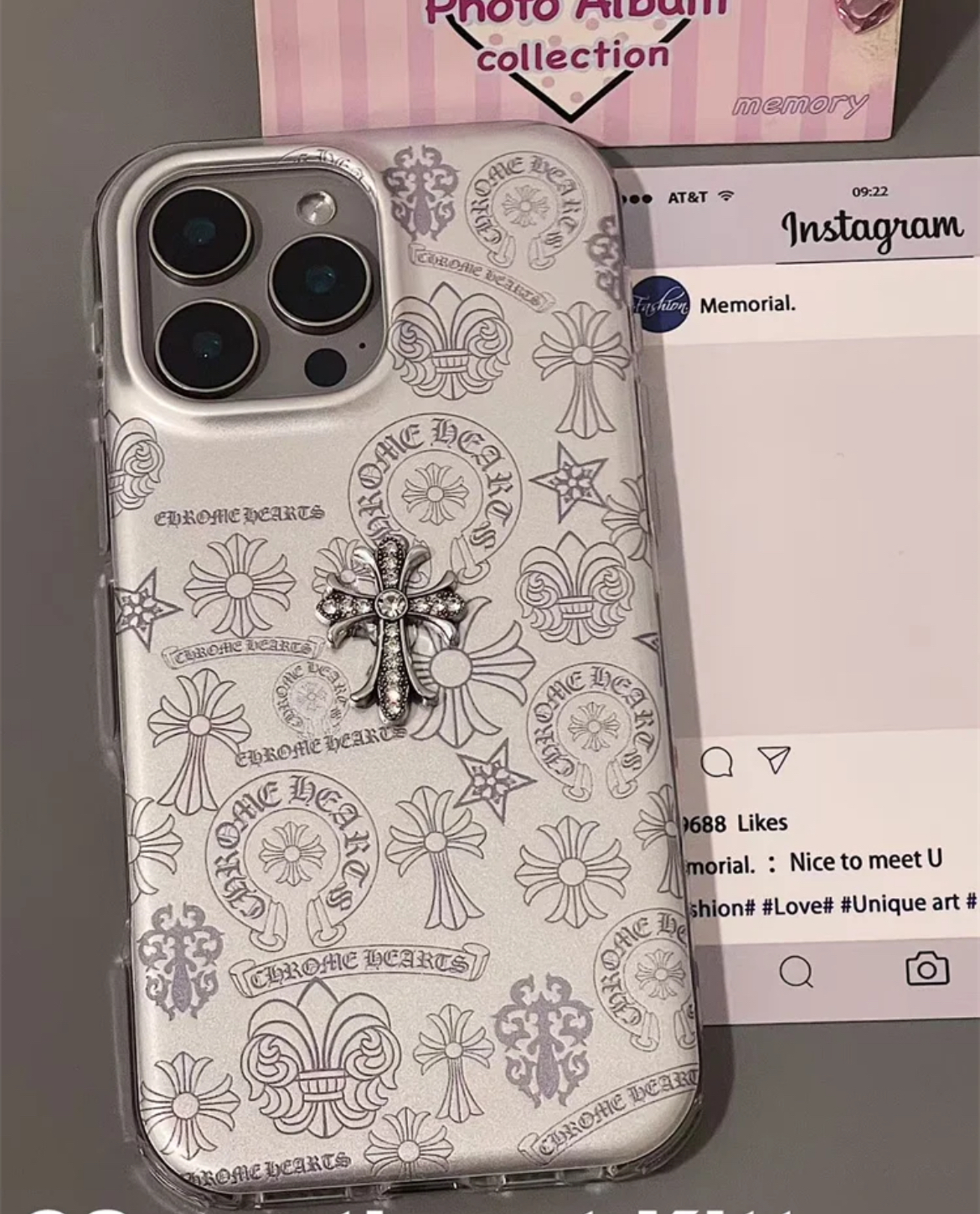 潮酷个性银底立体十字架适用苹果16promax手机壳iphone15新款14