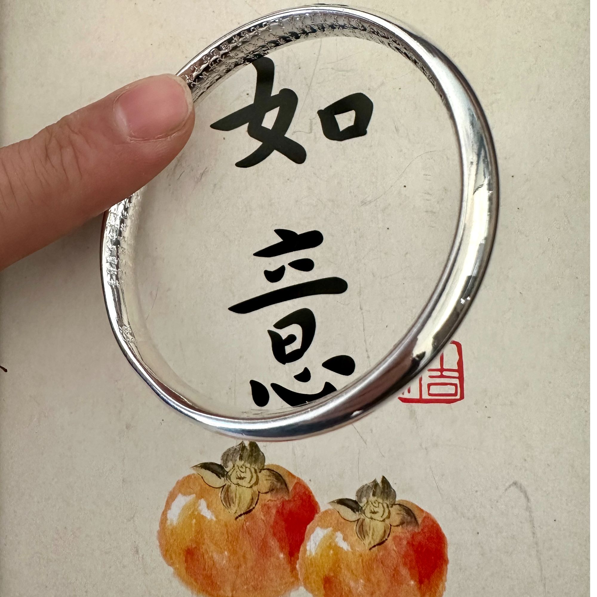 足银手镯 999.9实心亮面心经泥鳅背大克重时尚百搭