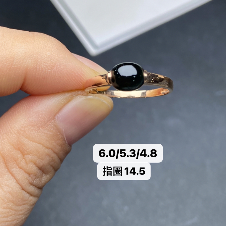 墨翠戒指 18k玫瑰金镶嵌 品相饱满大气