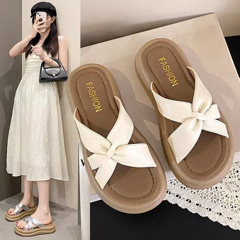 夏季纯色仙女风一字拖鞋一字拖鸳鸯拖鞋百搭厚底欧若精灵风AJ