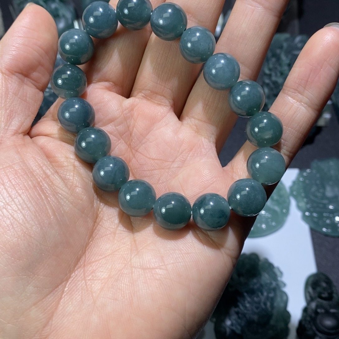 定制翡翠未镶嵌卡12圆珠手串