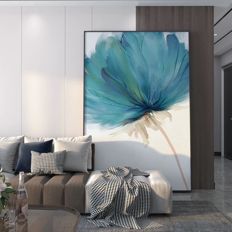 现代轻奢抽象花卉沙发背景落地画玄关装饰画意式走廊过道花朵壁画