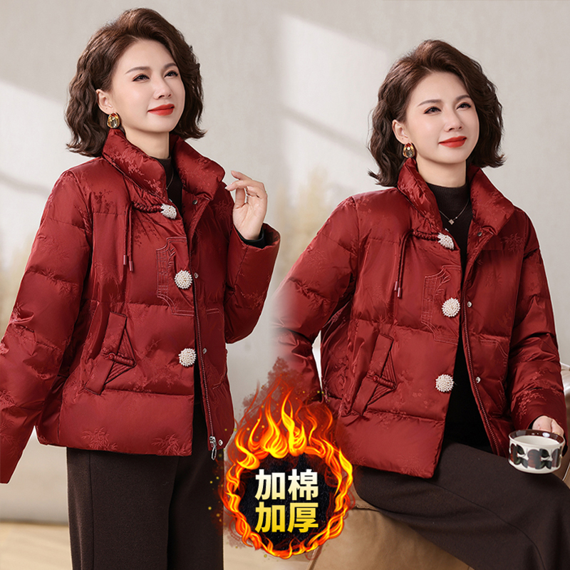 中年妈妈冬装保暖外套2025新款中老年女装秋冬季新中式棉衣