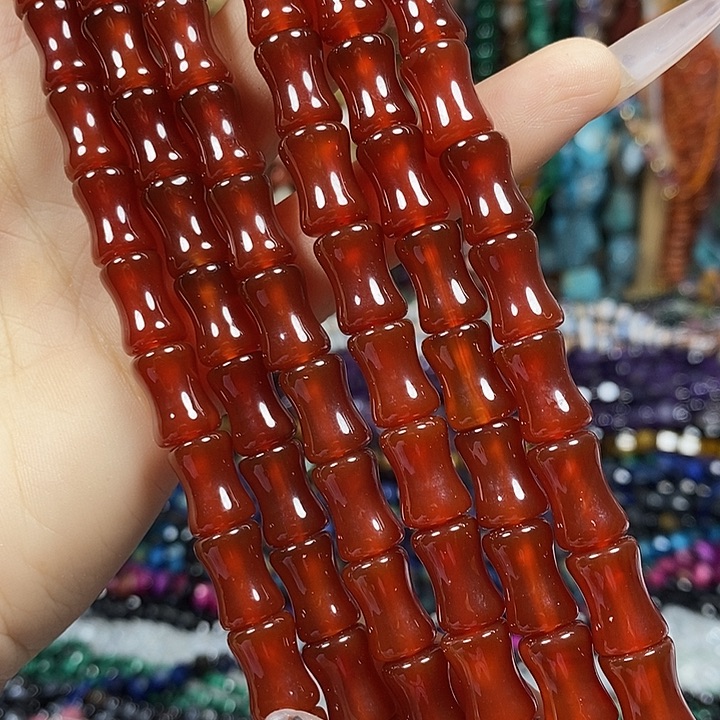 玛瑙/玉髓未镶嵌珠宝半成品玛瑙竹节卡8*12mm