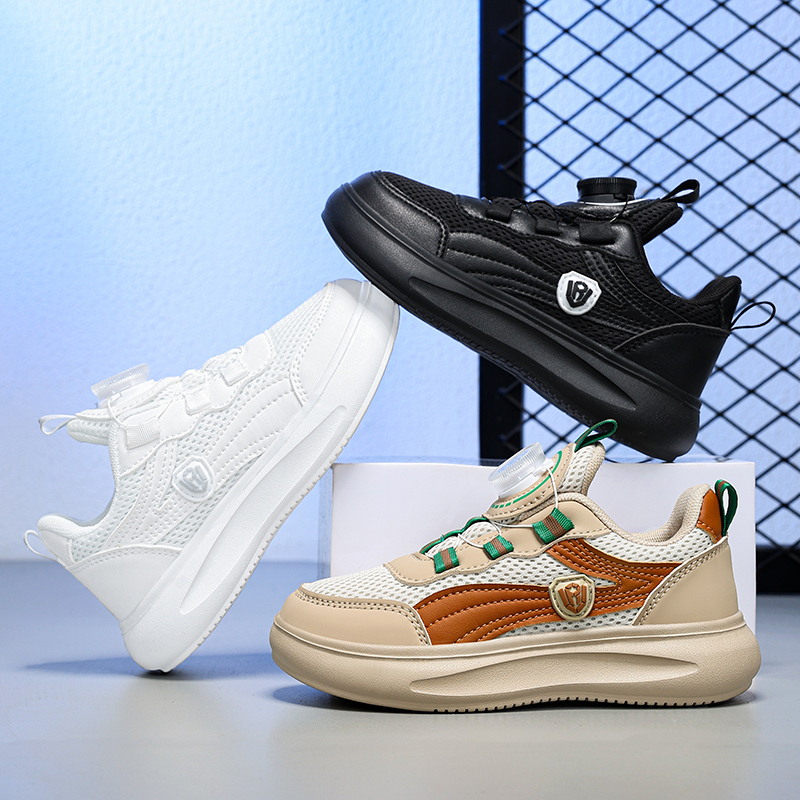 2025春季新款女童网面运动鞋男童休闲鞋中大童透气板鞋校园小白鞋