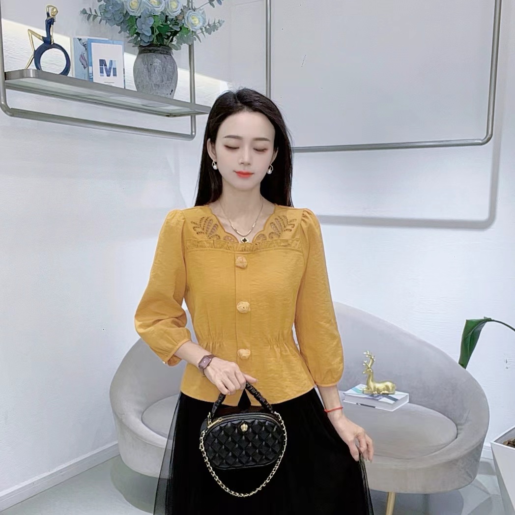 A8762时尚衬衫女秋季新款洋气显瘦遮肚子减龄百搭上衣