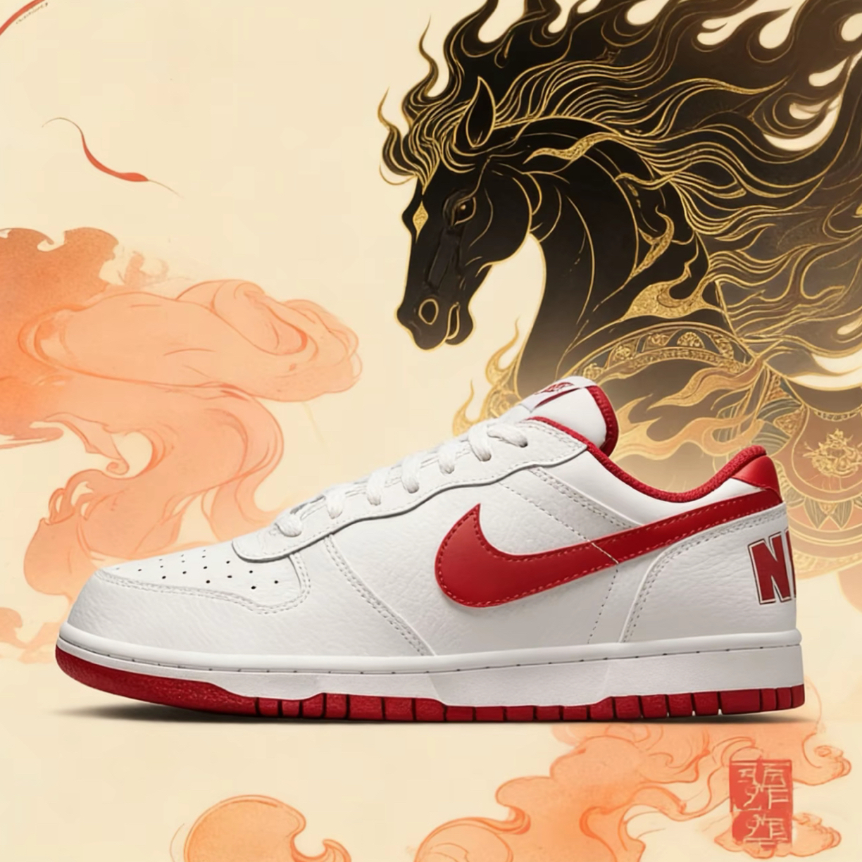 NIKE(耐克) 2026马年新款红白男子运动鞋BIG LOW休闲鞋355152150