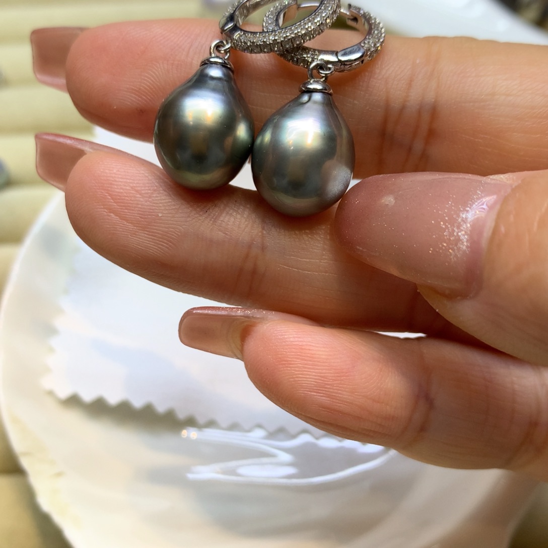 银S925镶嵌耳饰海水珍珠