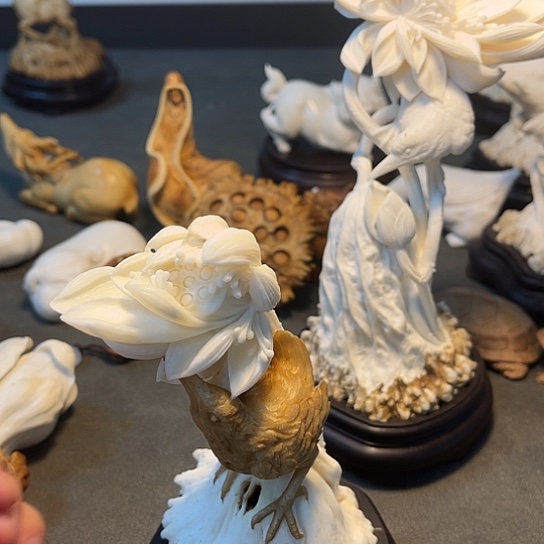 泽***华把件鹿骨鹿角荷花摆件香炉