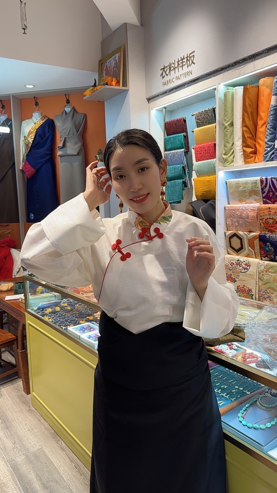 民族服装长袖春季设计师复古套装服装立领百搭藏服