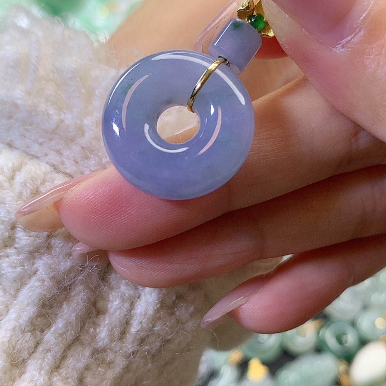 【闪购商品】翡翠吊坠(赠链)18K金镶嵌