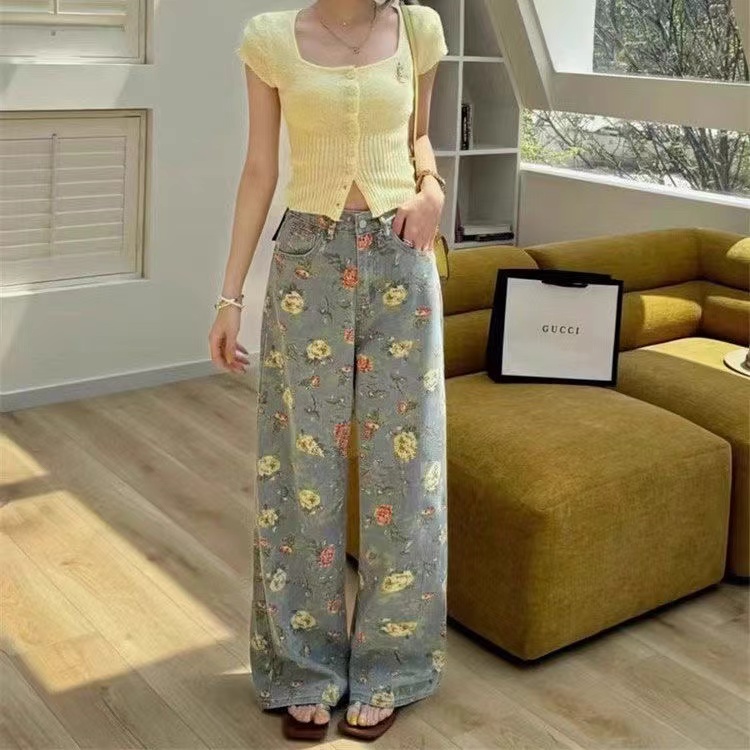 （海）（花子）2025新款工装牛仔裤裤阔腿裤女夏季薄款