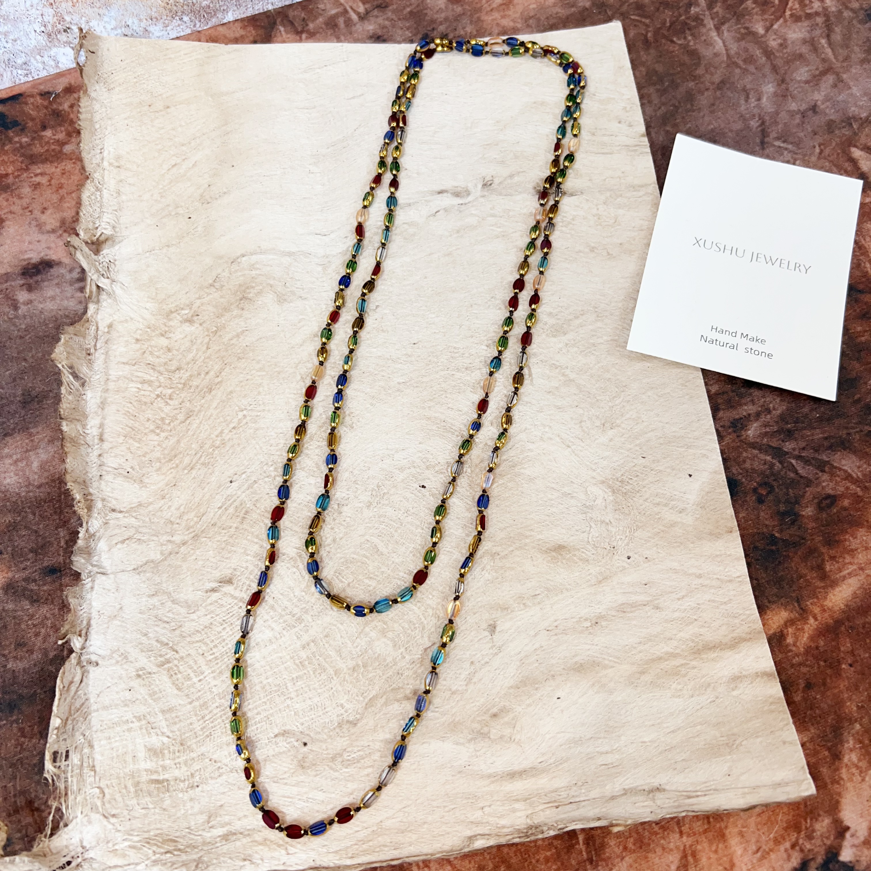 非金属仿水晶项链 XUSHU叙述原创复古毛衣链港风画家调色盘系列