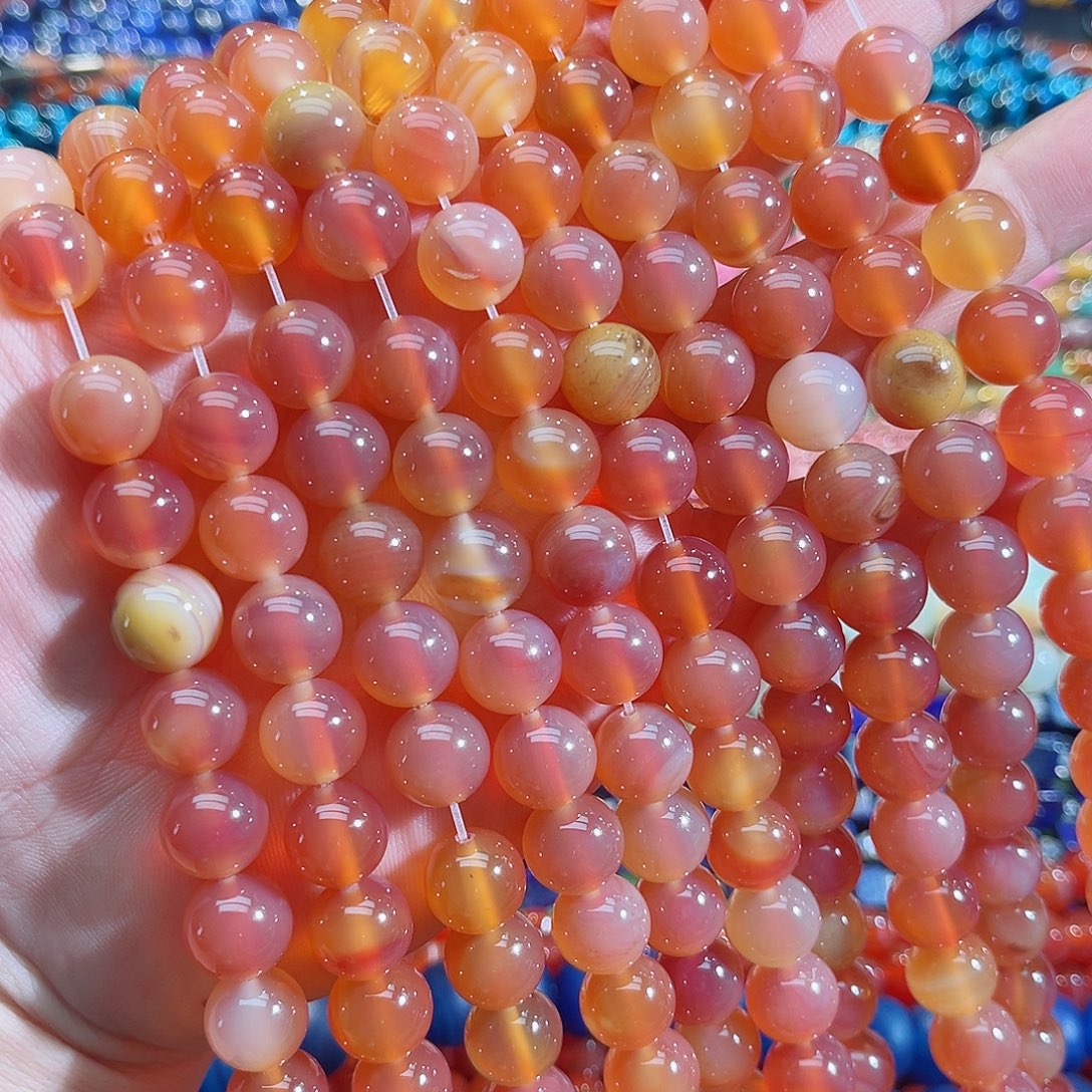 玛瑙/玉髓未镶嵌珠宝半成品盐源一条12mm