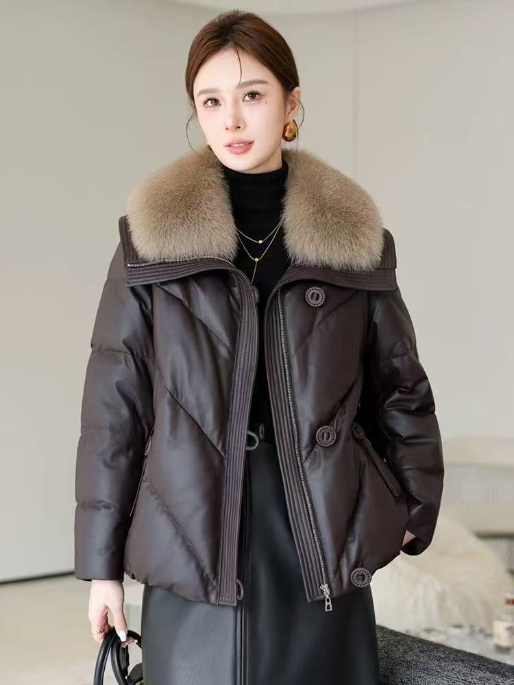 常规款厚款短款宽松显瘦皮衣外套休闲网红翻领时尚女士加厚保暖