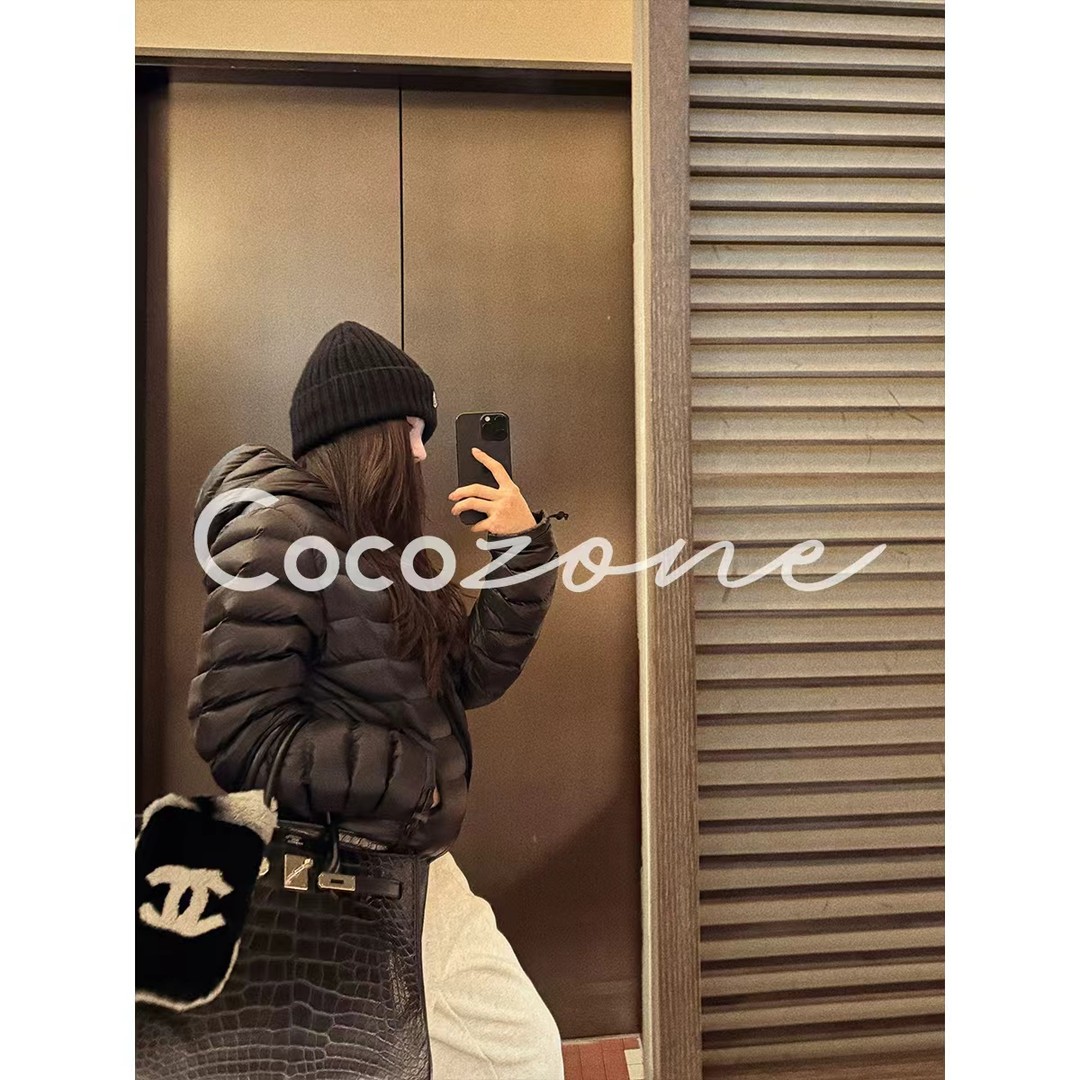COCO ZONE 刘 一一 “排骨鸭”90白鸭绒连帽横格纹显瘦排骨鸭绒服