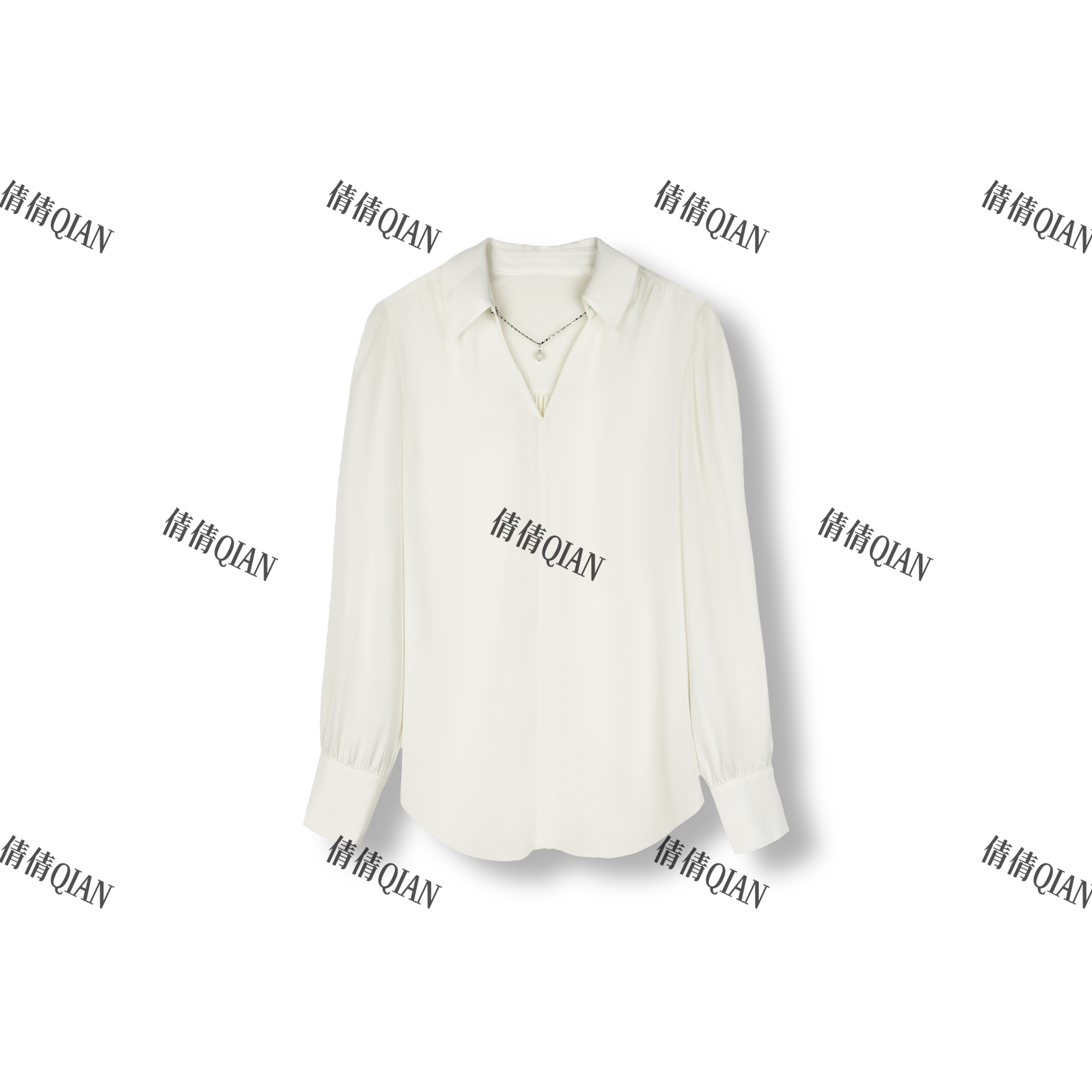 设计款宽松版V领长袖法式风衬衫（M24C4741NC-059）