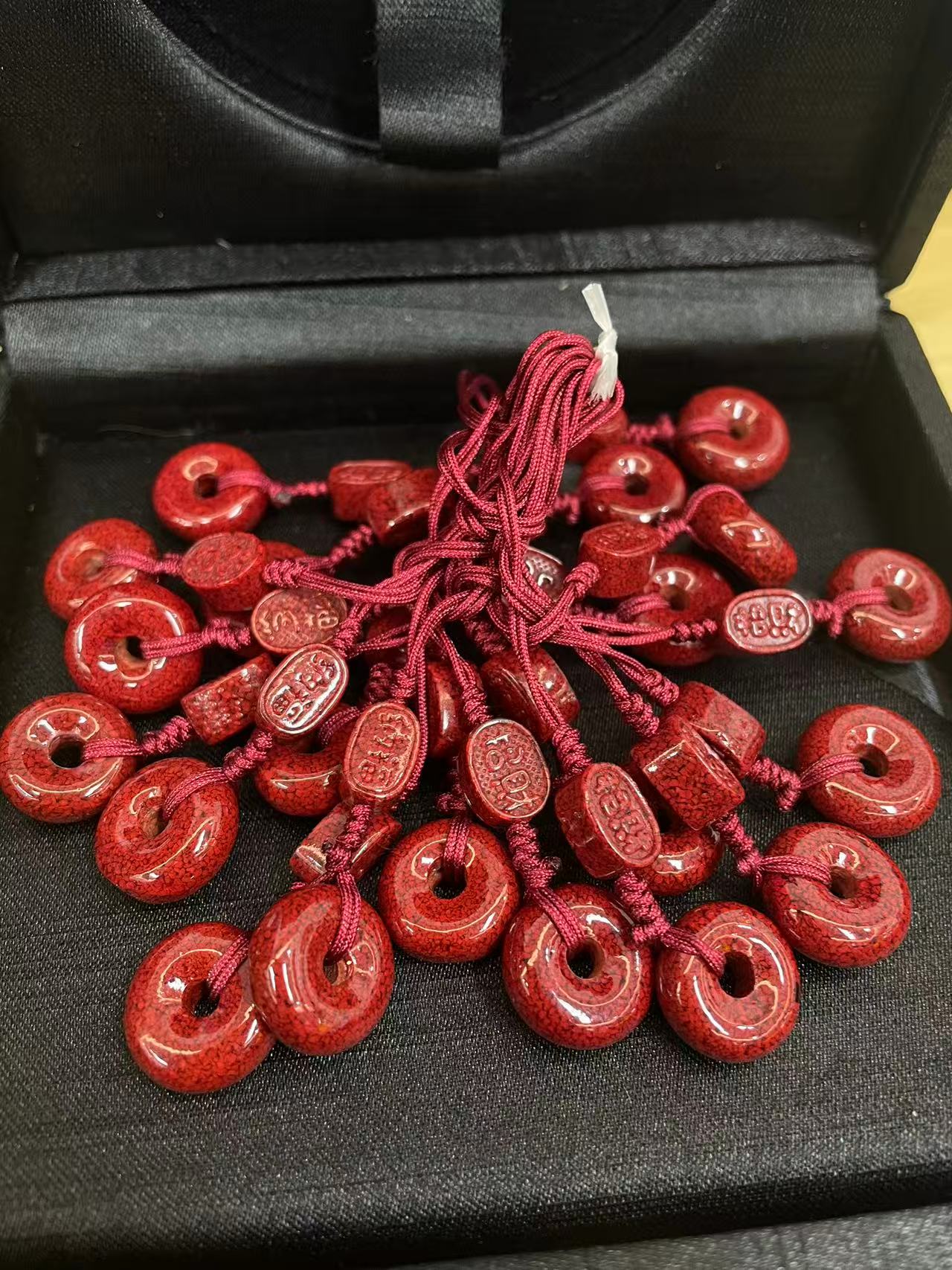 含辰砂工艺品朱砂平安扣挂绳（多样性一件发货）