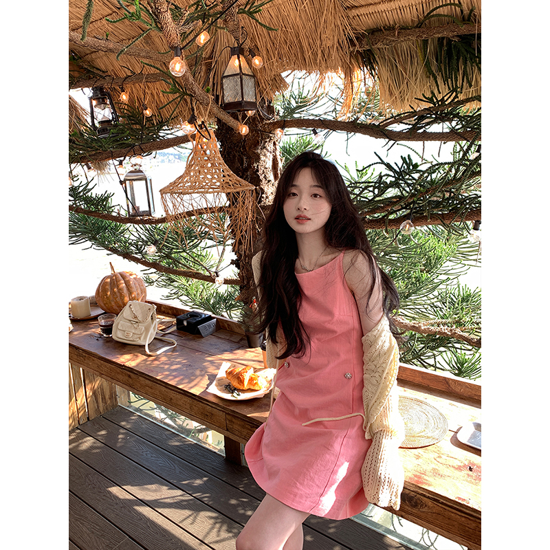 【琳琳直播】一字肩连衣裙女夏显瘦气质复古法式裙子8002