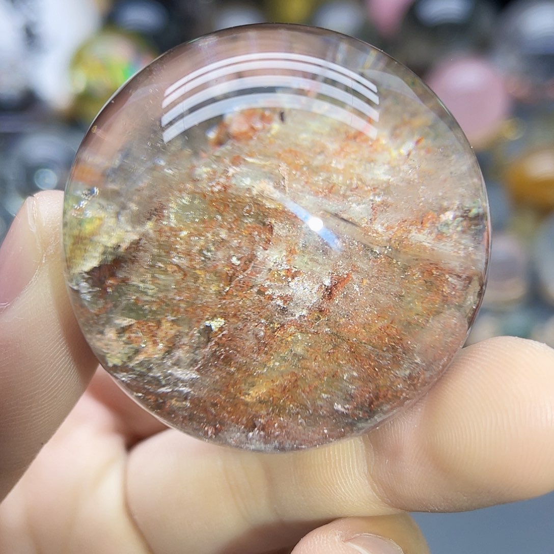 未镶嵌珠宝半成品水晶天然红幽灵41.3mm
