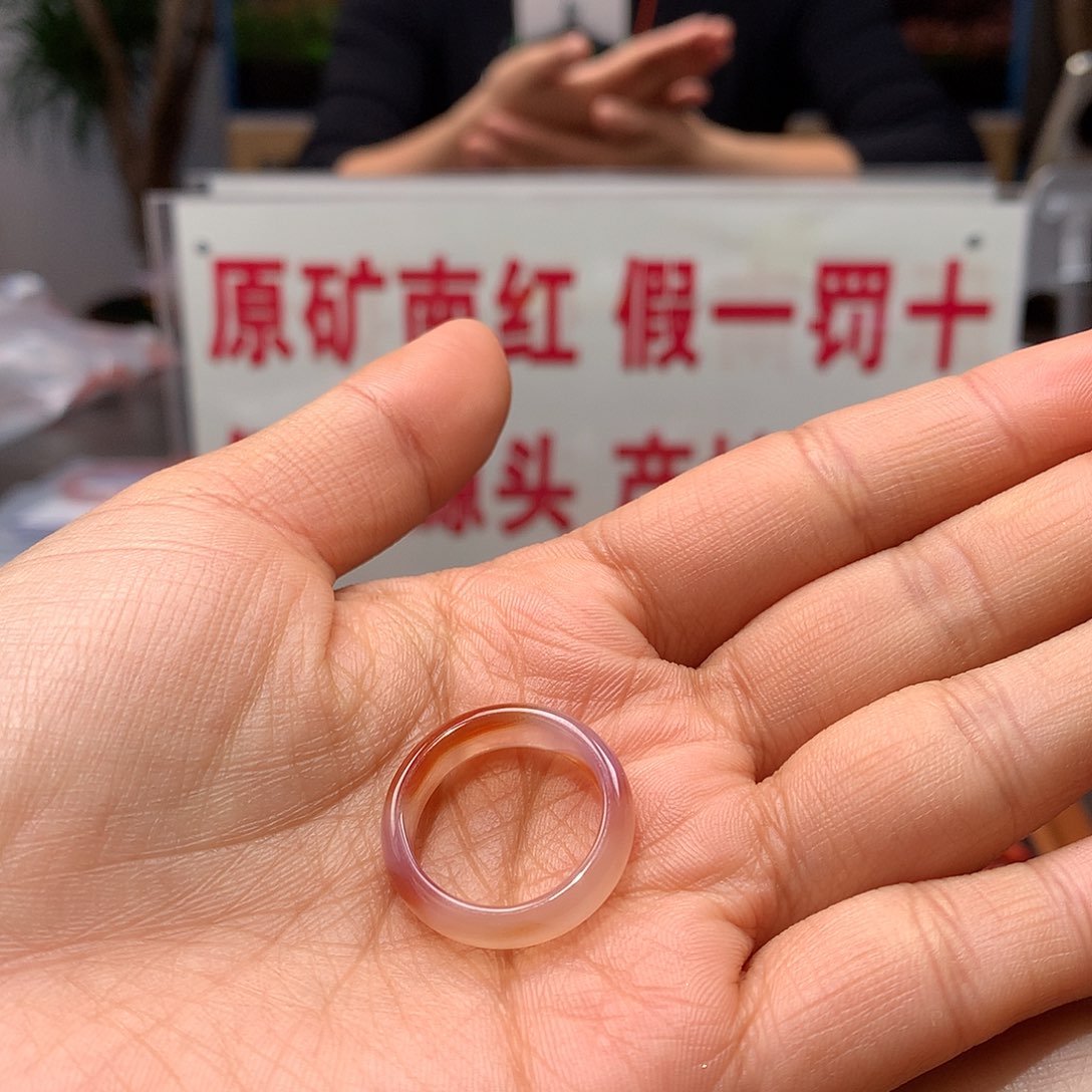 南红玛瑙17mm冰飘戒圈未镶嵌