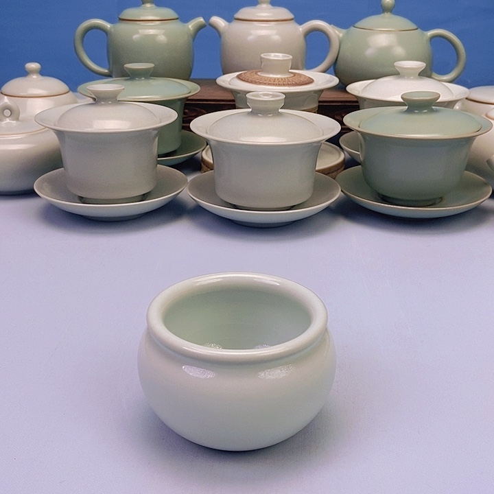 杯月白风水缸杯原矿原釉原产地