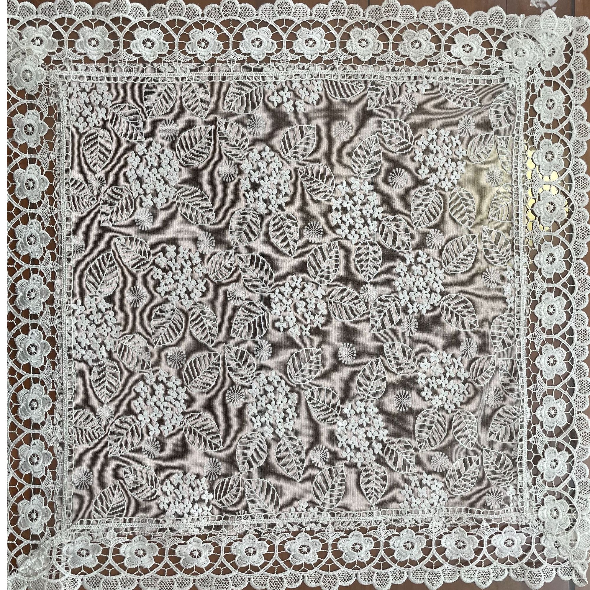 60*60纯白花语少女风床头柜微波炉防尘纱巾盖巾