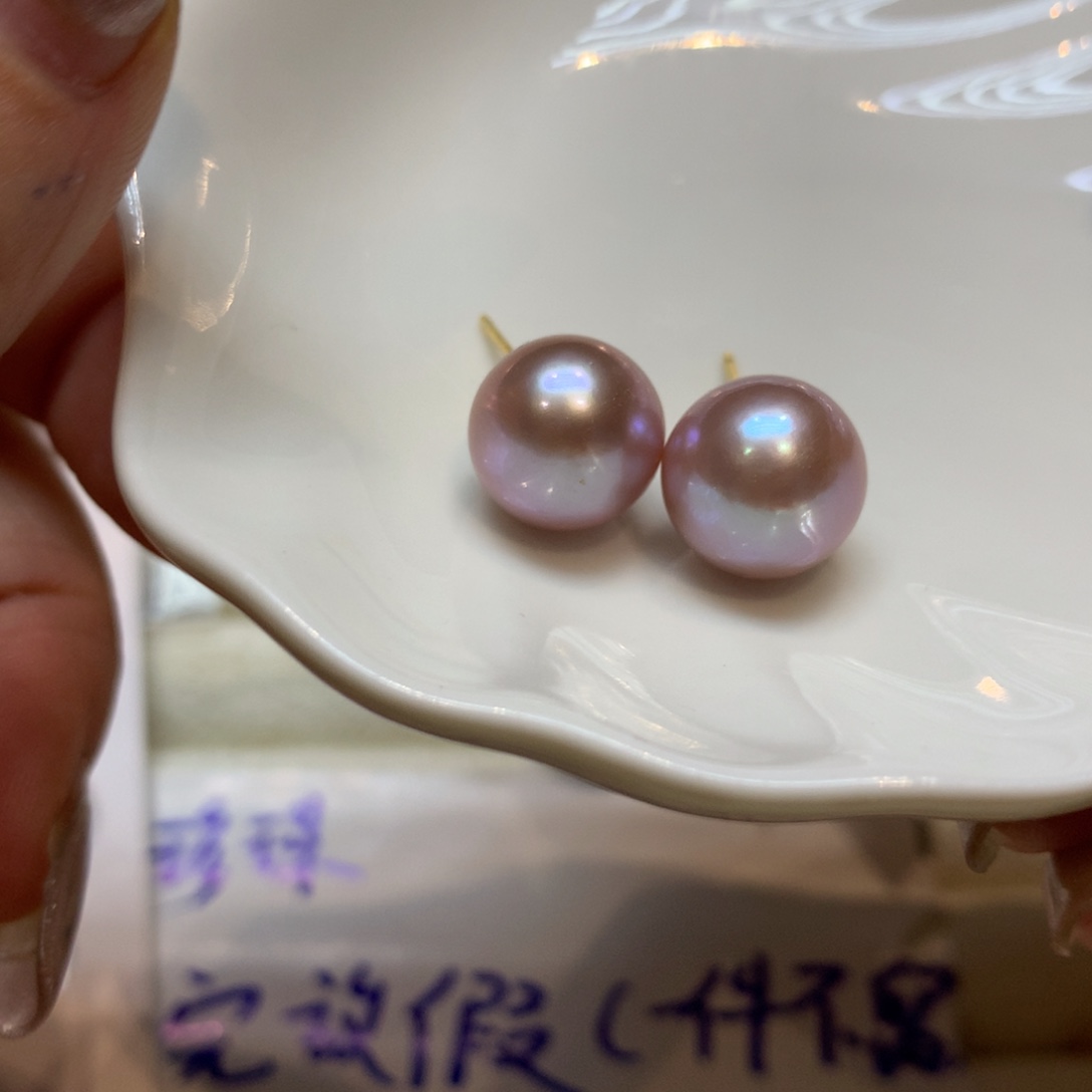 银S925镶嵌淡水珍珠耳饰