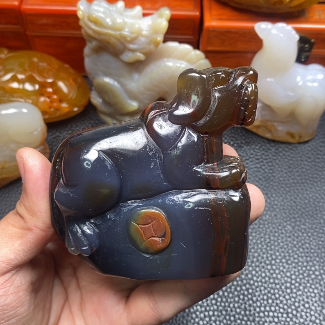 俞***漱玛瑙/玉髓未镶嵌手把