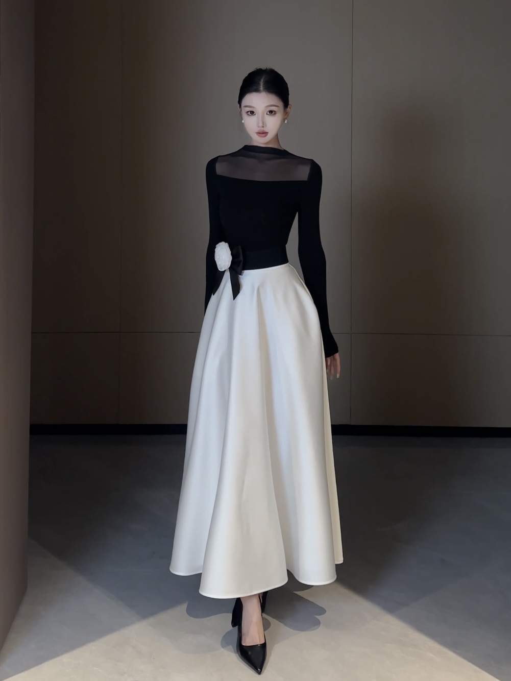 春日部【山茶晚宴】法式优雅礼服上衣半身裙套装01319