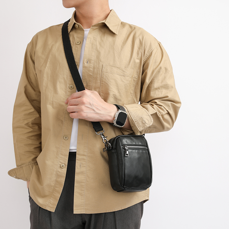 头层牛皮手机包男士外出随身便携小包真皮斜挎包腰包男款迷你小包