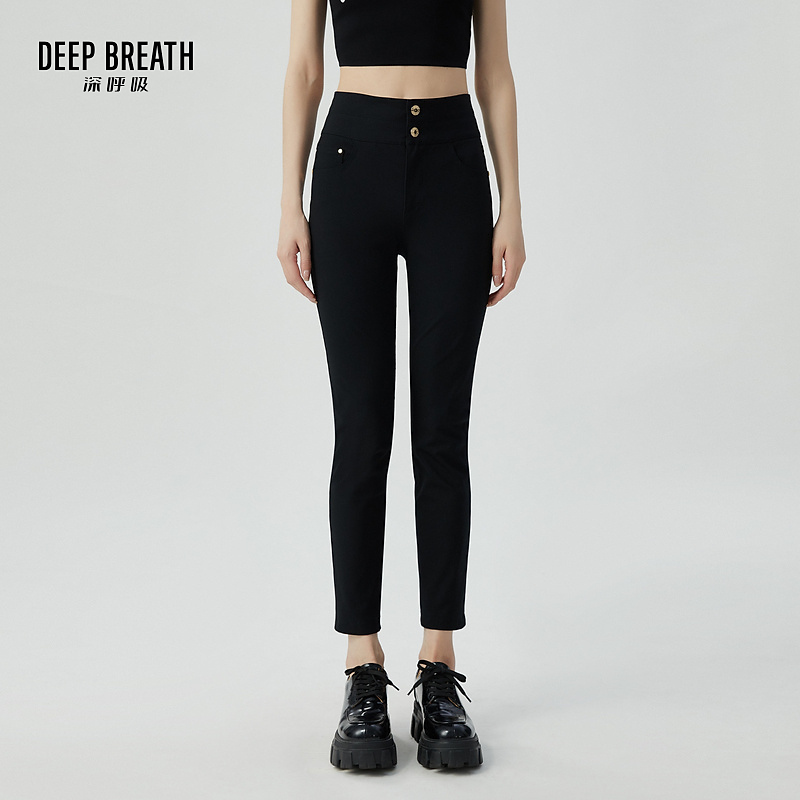 DEEP BREATH深呼吸女装新款双腰头金扣四面弹小脚打底裤8100060