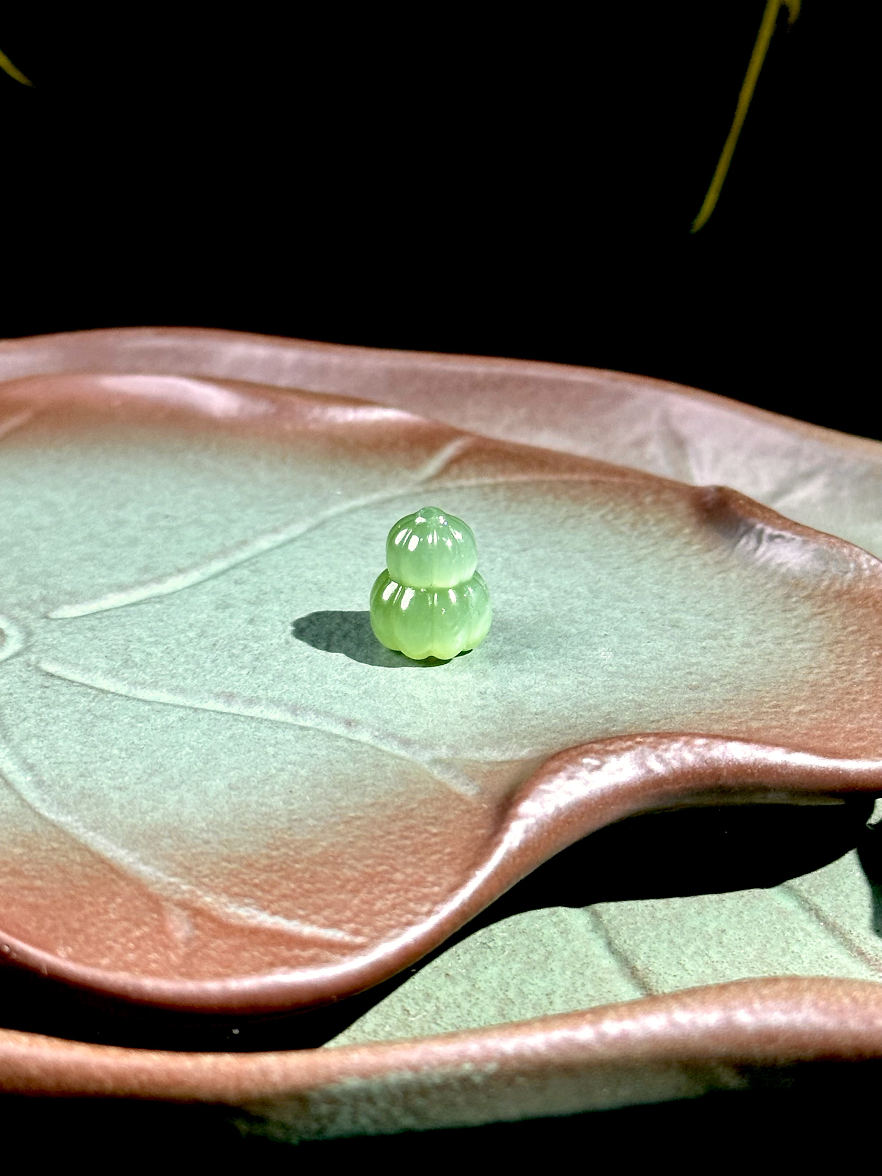 【DIY配件】粉青和田玉小南瓜通孔吊坠  D4987