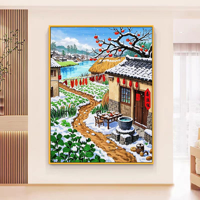 童年小路2025新款十字绣大格9CT小格14CT48色手工绣(裸包无针)