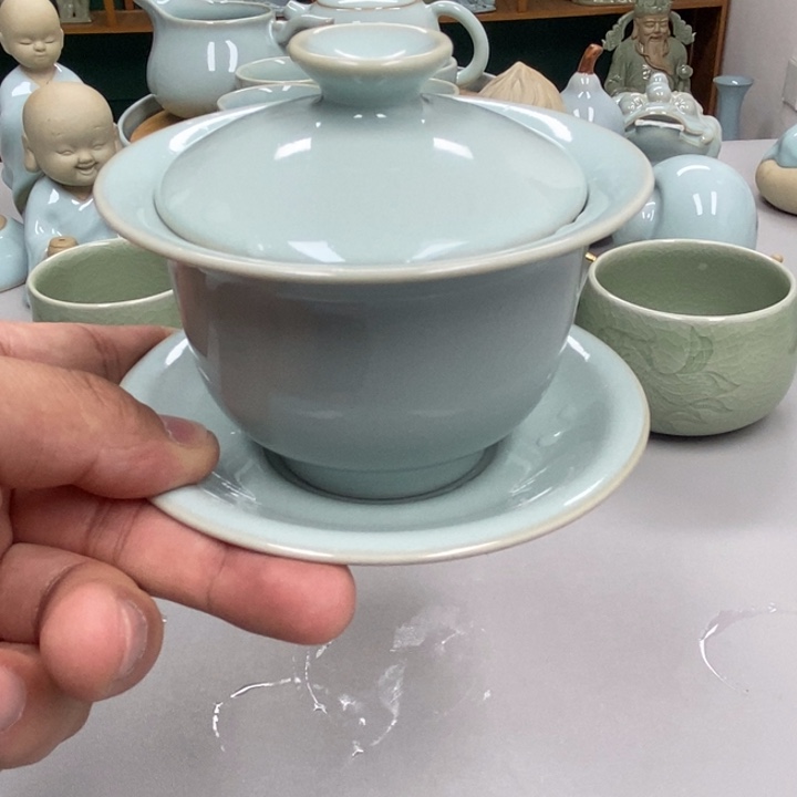 瓷嗡****~天青色赵琳老师瑕三才元宝