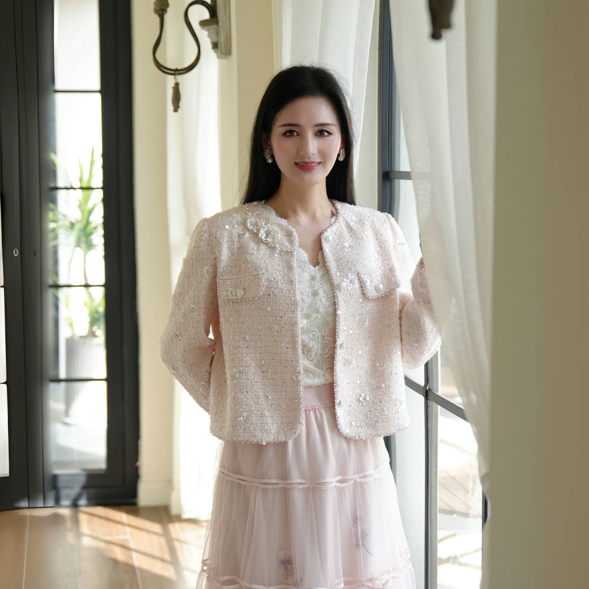 Pink Mary/粉红玛琍25新款轻奢香风短外套TMAOS6306