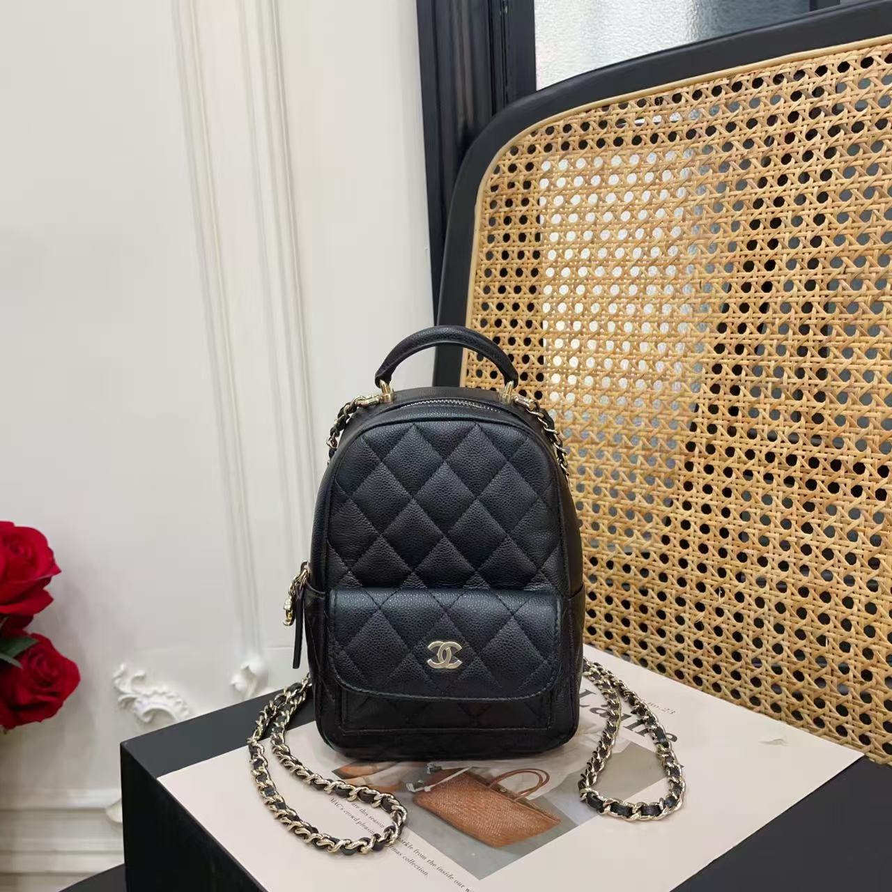 95新 Chanel/香奈儿 24c双肩包书包牛皮芯片款61692893