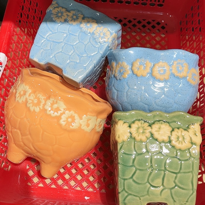 瓷片花盆多肉植物艺术品