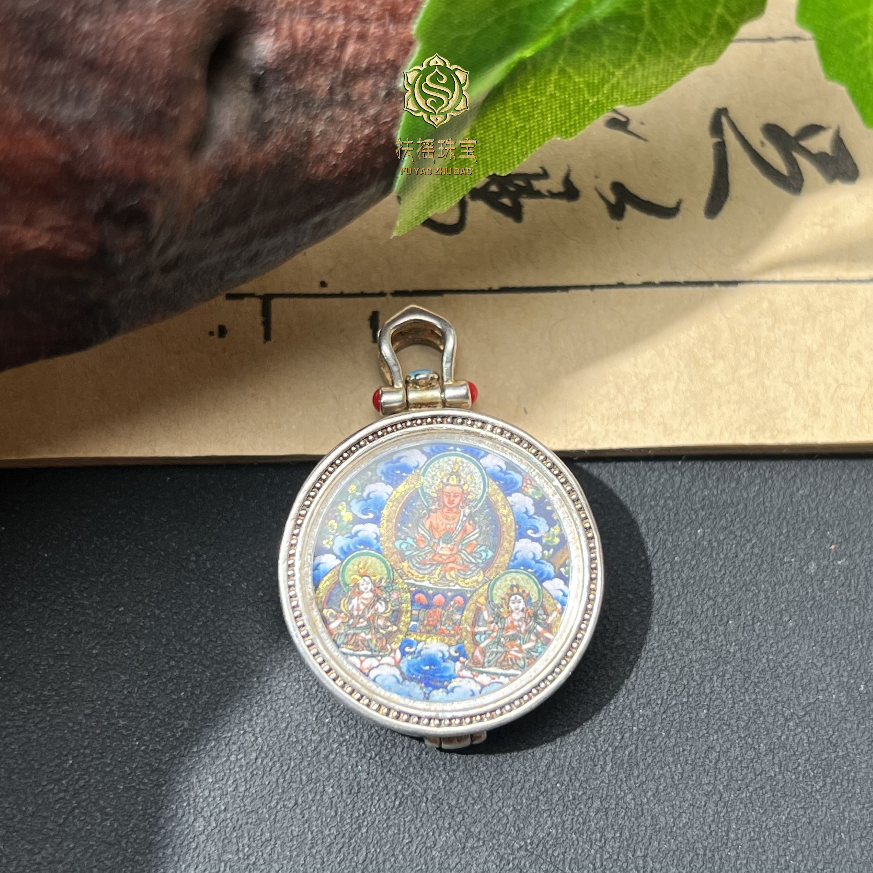 吊坠925银珐琅 扶摇臻选|三怙主小圆牌银银卡卡吊坠3211