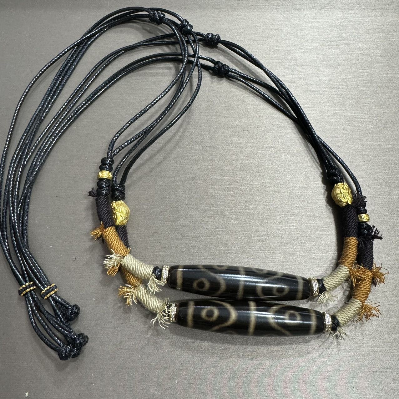 【曹美丽精选】  H36299-玛瑙diy脖挂（八眼）-多样性发其一-58x12mm