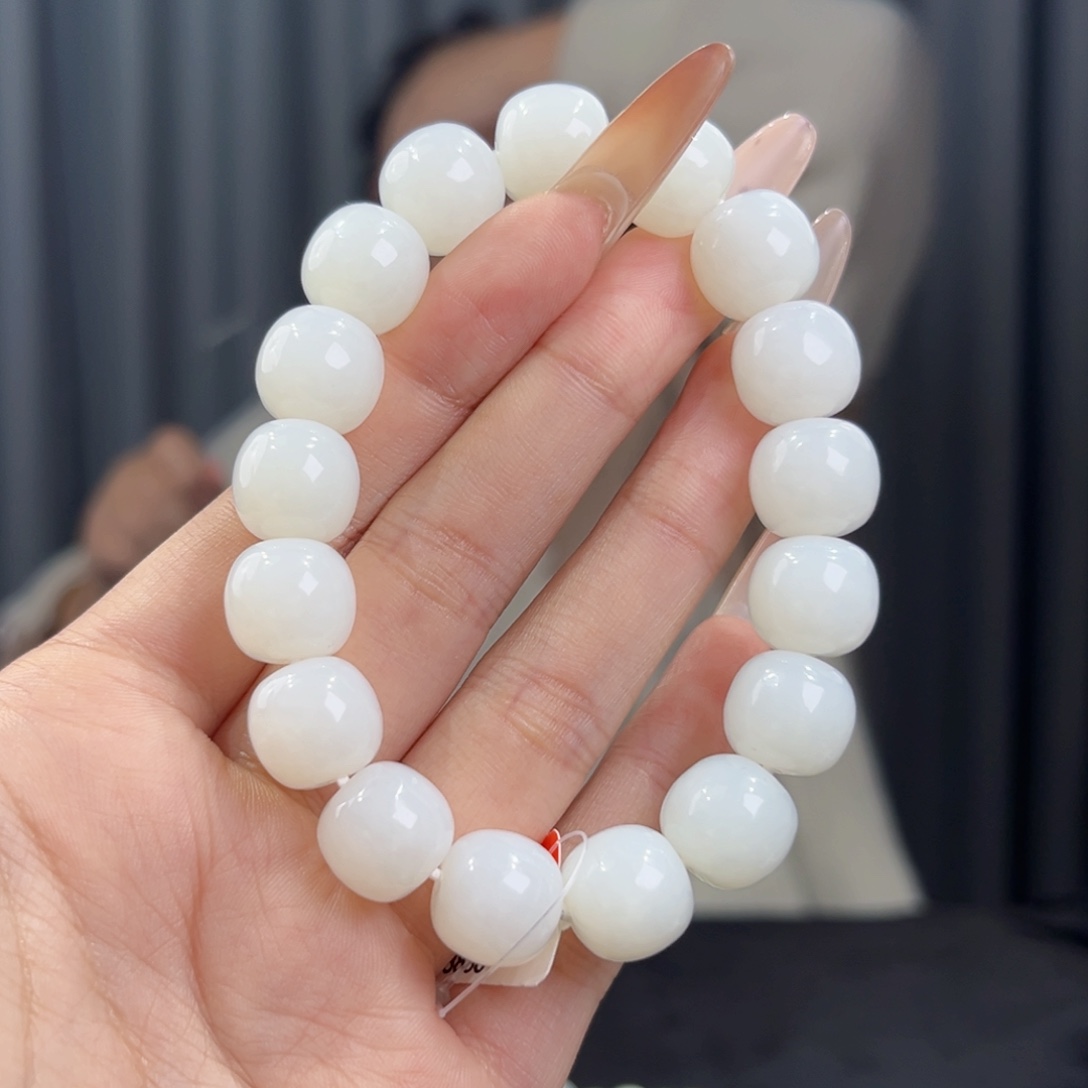 和田玉未镶嵌手串天然和田玉新疆且末天泰羊脂白玉13