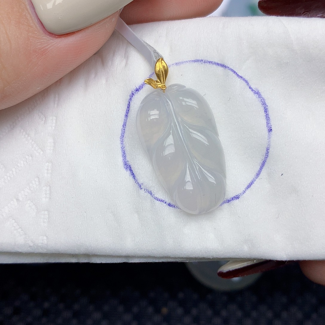 翡翠18K金镶嵌颈饰天然缅甸翡翠a货百元以上9元证书费自理