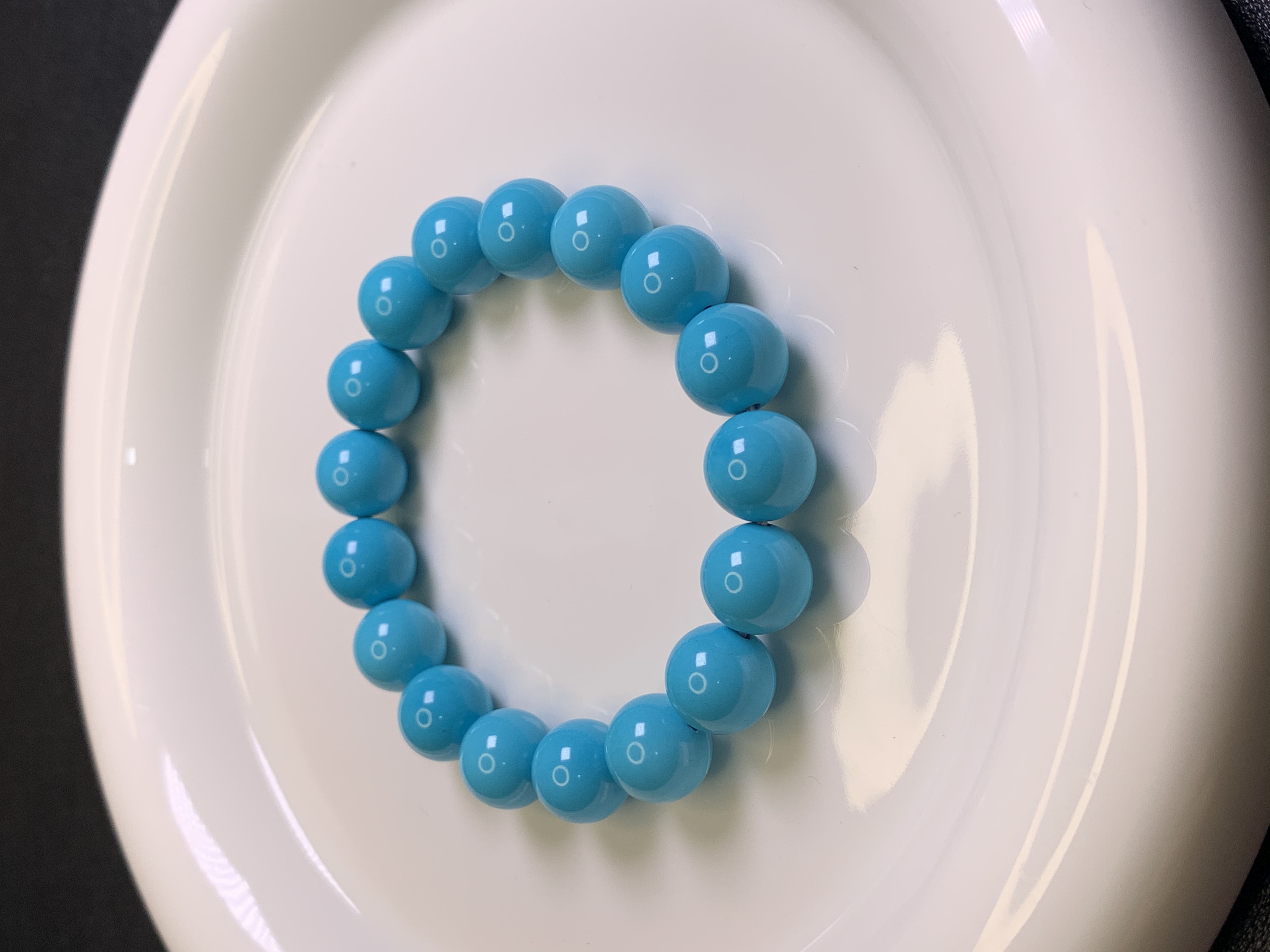 【禧松甄选】精选12mm珍藏级高品质纯手工打磨精工天空蓝圆珠手串