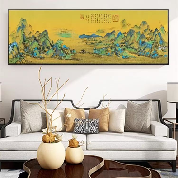 千里江山图挂画客厅沙发书房办公室装饰画c342