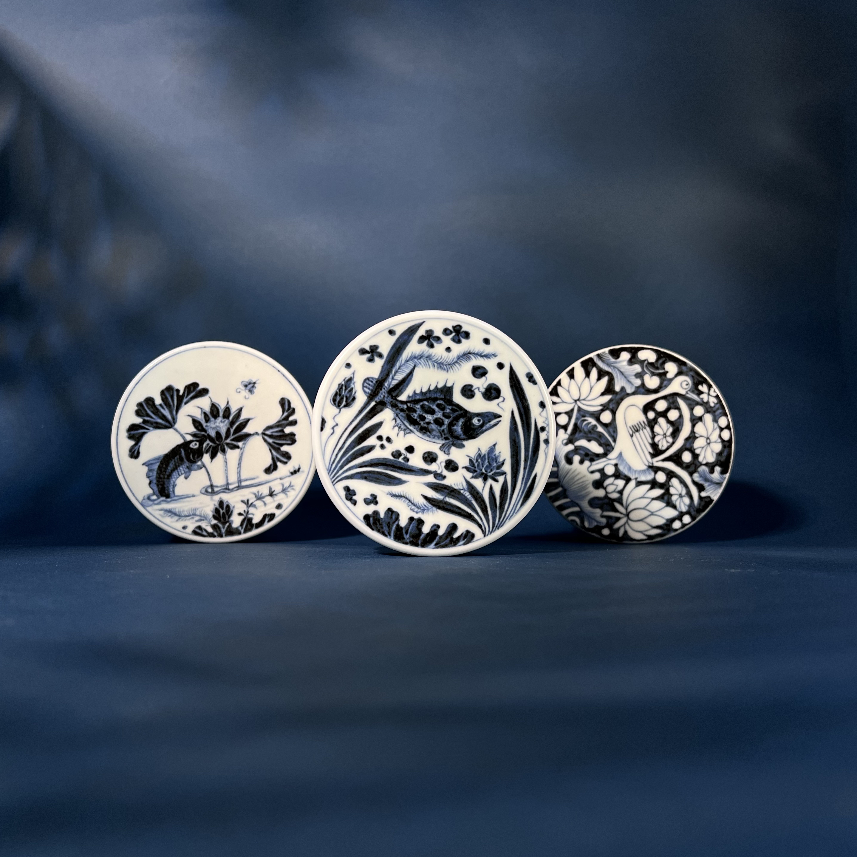 《鸣鹊坊》元青花盖置杯垫手工手绘元青花茶器