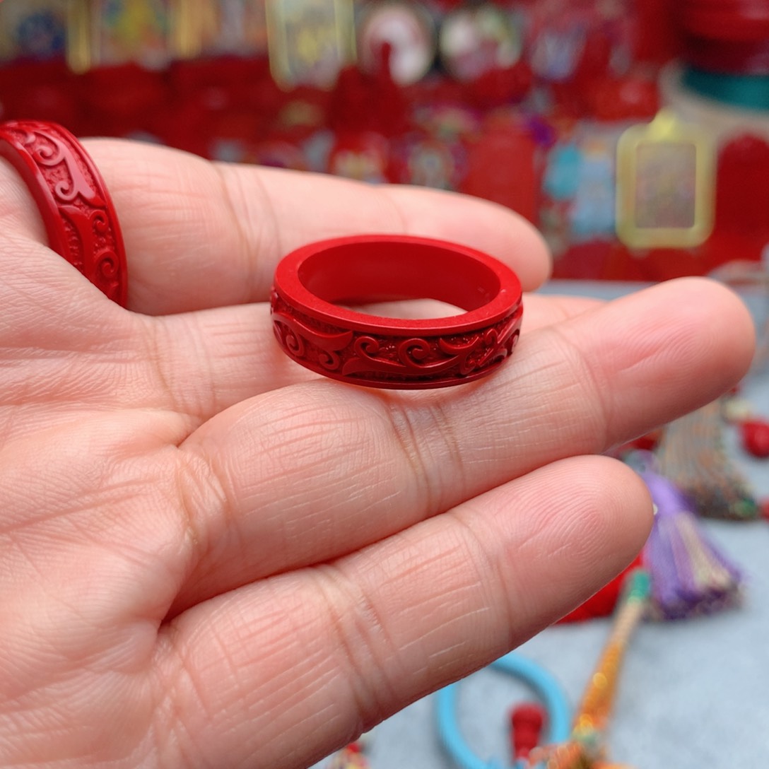 天然辰砂工艺品朱砂戒指20口