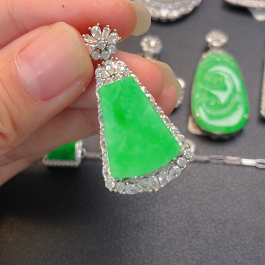 翡翠银S925镶嵌吊坠(不含链)